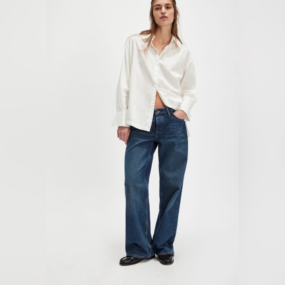 NWT Free People Lee solid button down in clean ivory - L